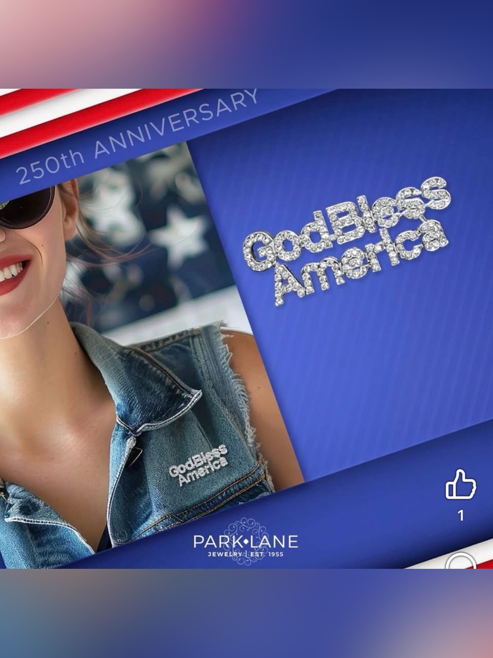 Park Lane “God Bless America” Crystal Pin! BNIB!!